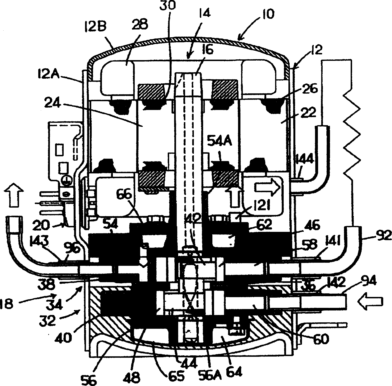 Multi-section compression type rotary compressor and set-up method of discharge volume ratio