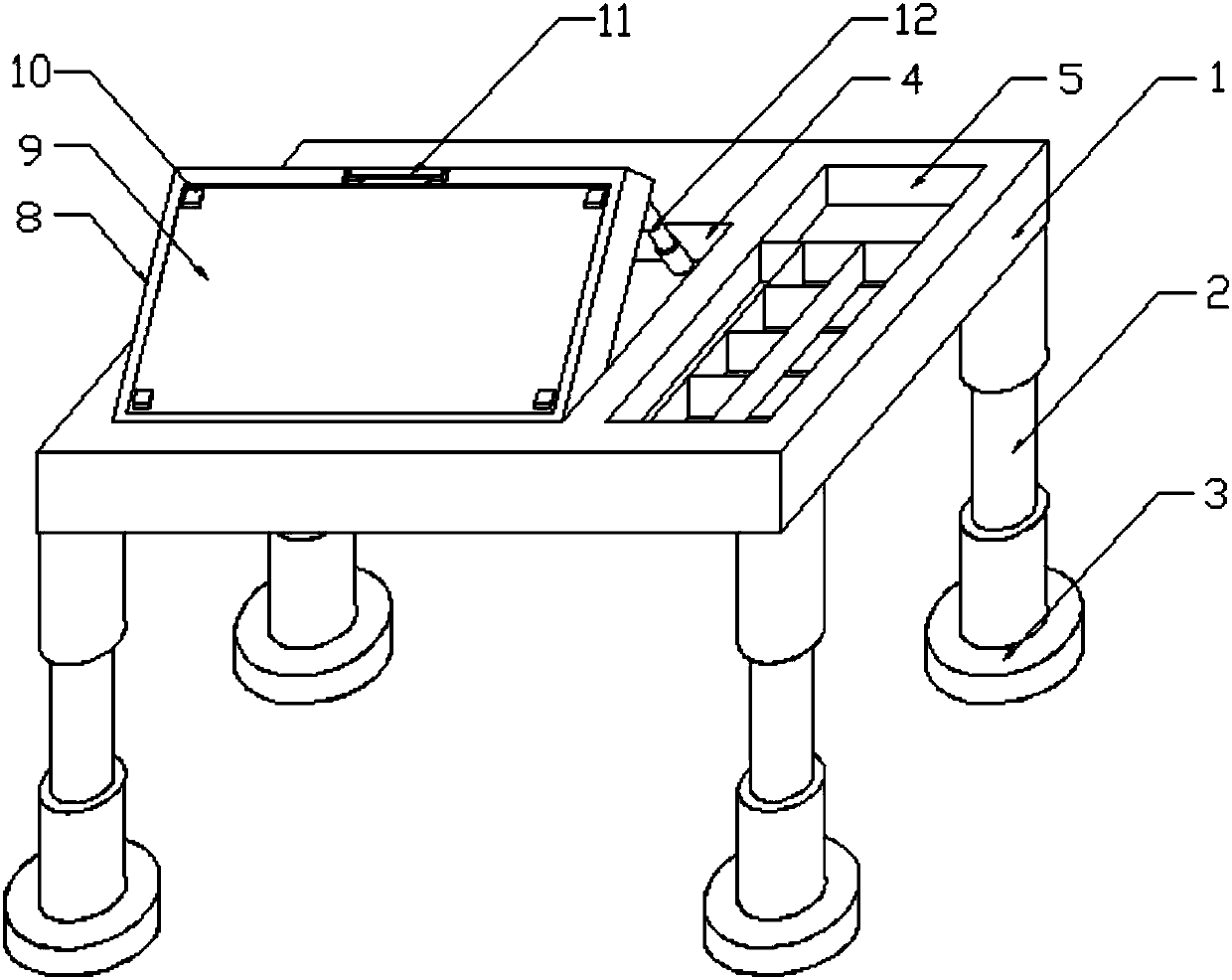 Multifunctional fine art drawing displaying integrated table