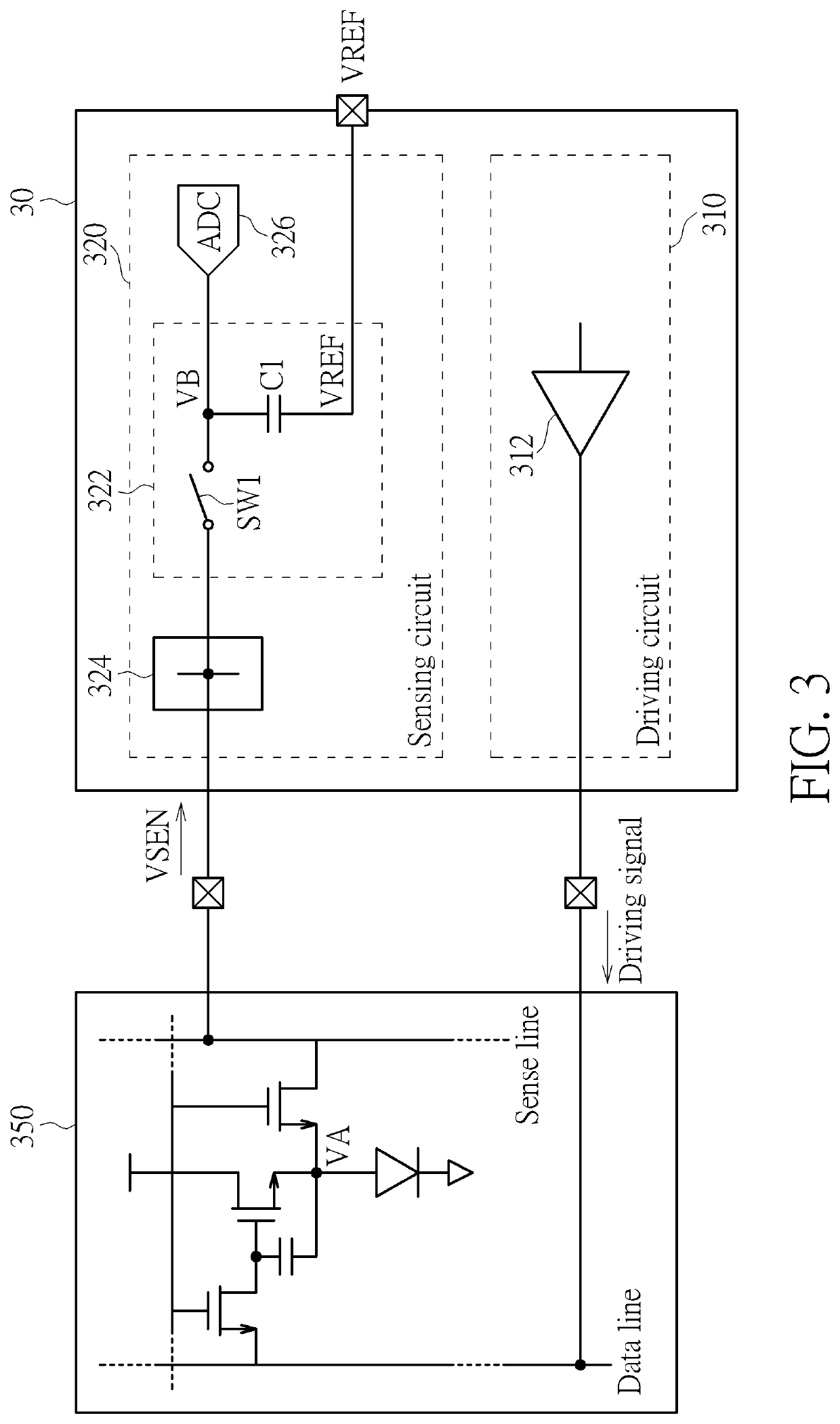 Sensing circuit for OLED driver and OLED driver using the same