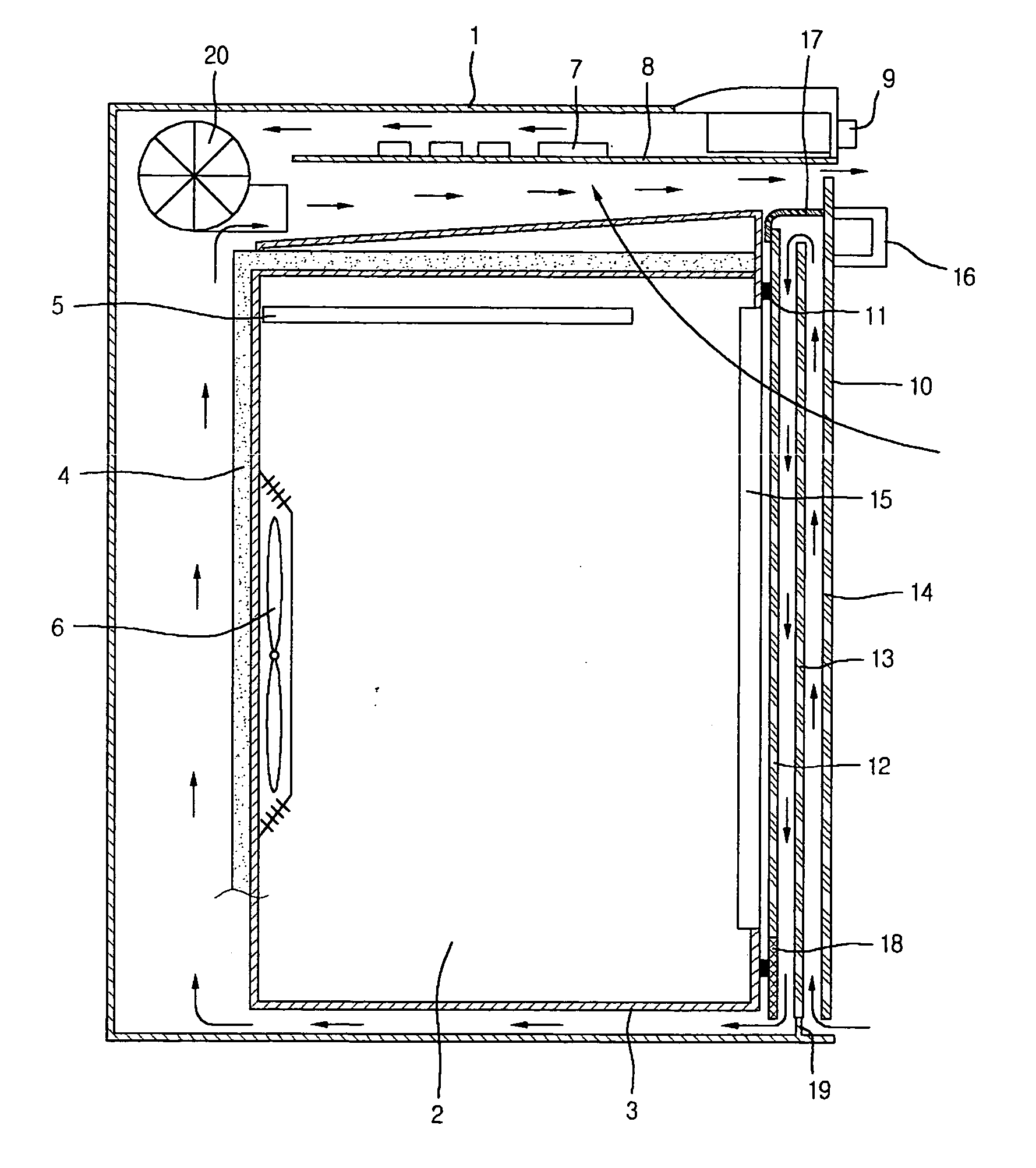 Electric oven with door cooling structure