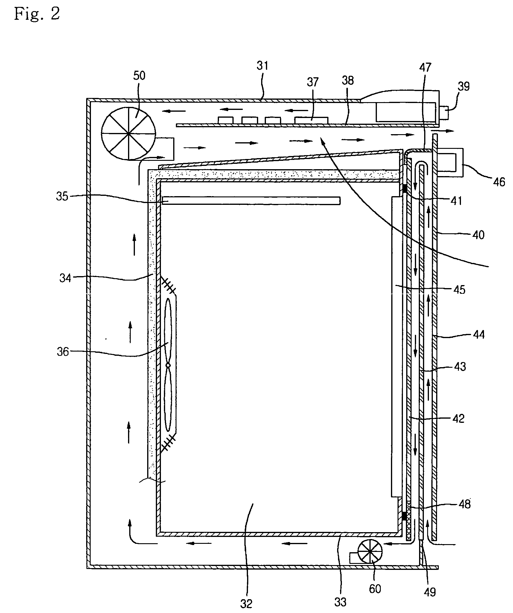 Electric oven with door cooling structure