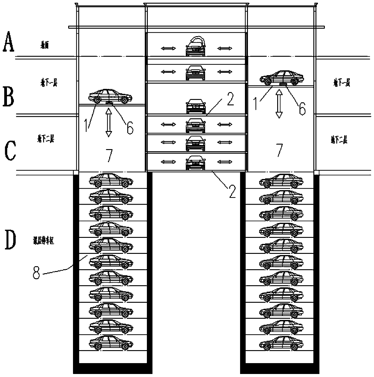 Three-dimensional parking garage system