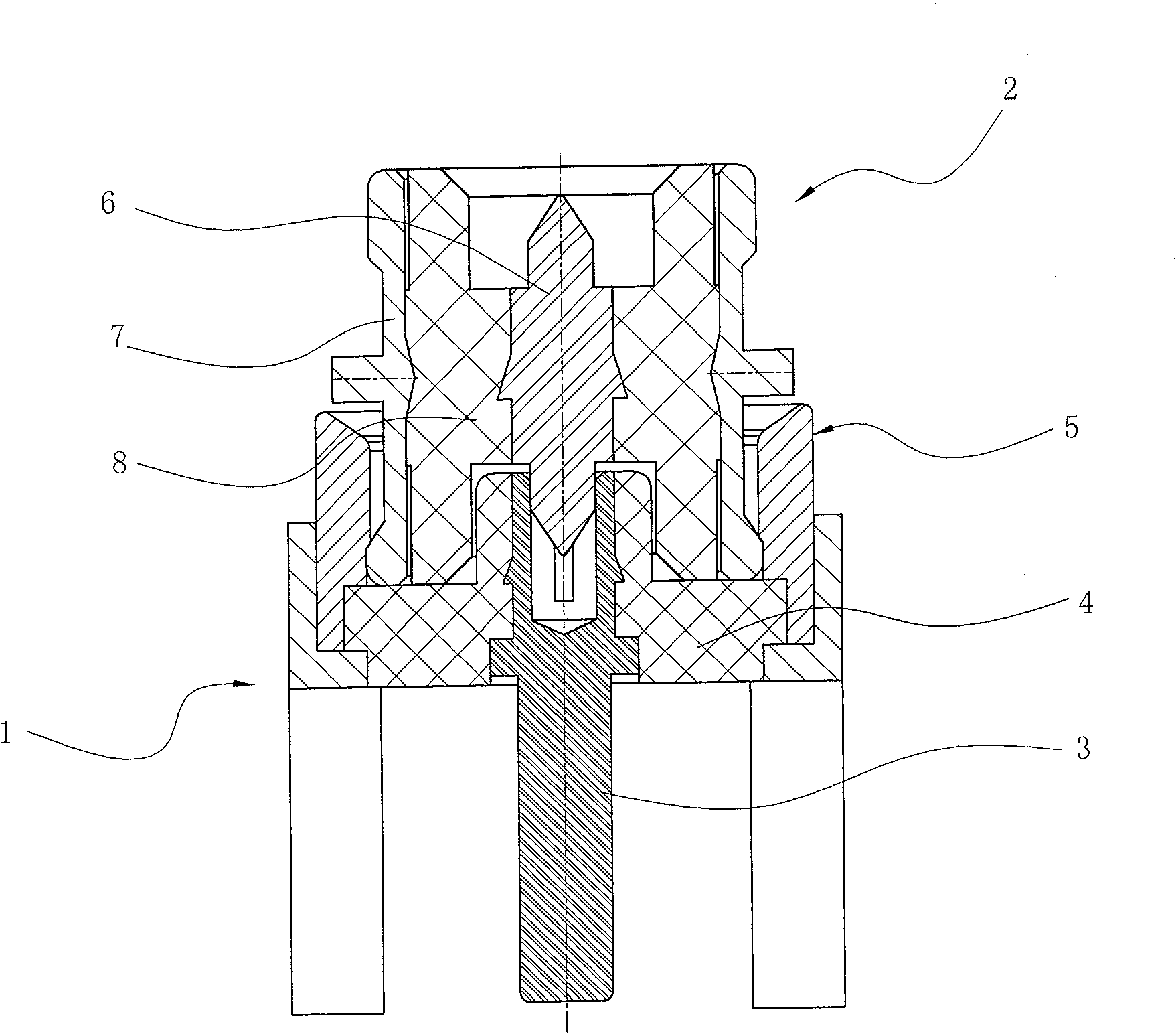 Plate-to-plate concentration mounting type RF coaxial connector