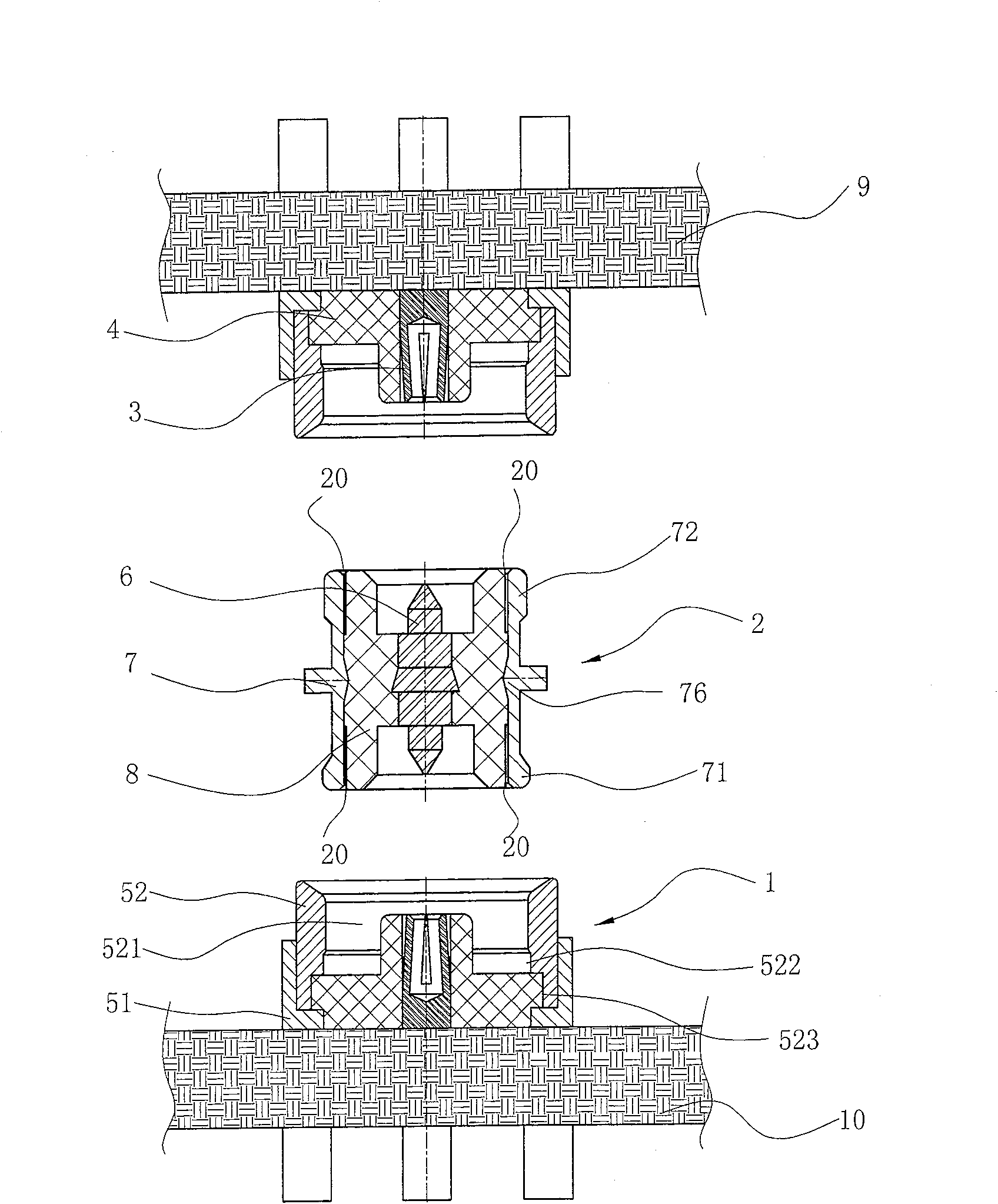 Plate-to-plate concentration mounting type RF coaxial connector