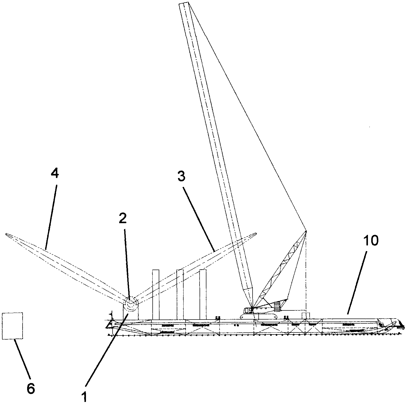 Rabbit ear type assembling and mounting process for offshore wind driven generation units