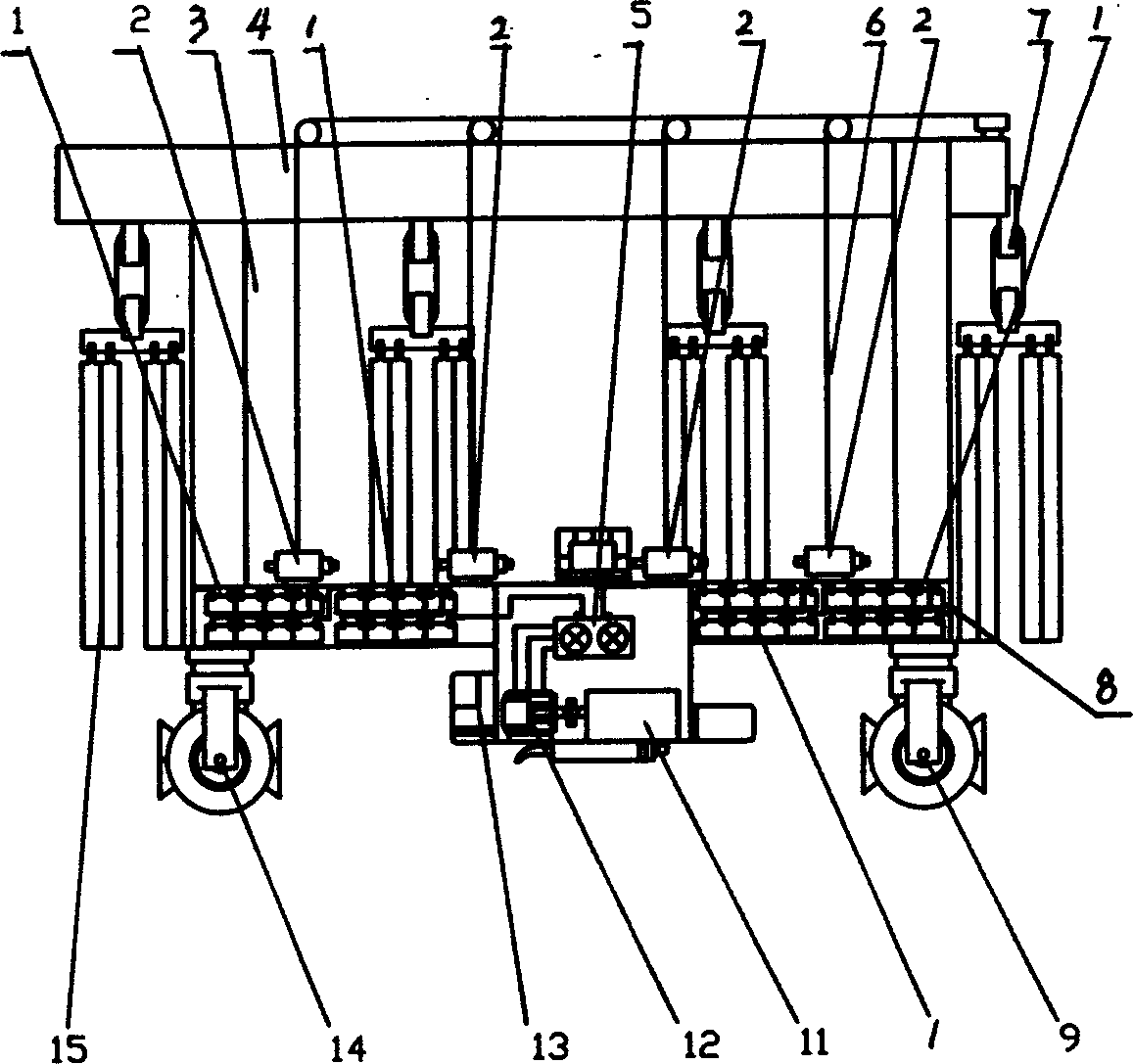 Mixing dynamic gate type machine with electrical driving tires for hoisting ship