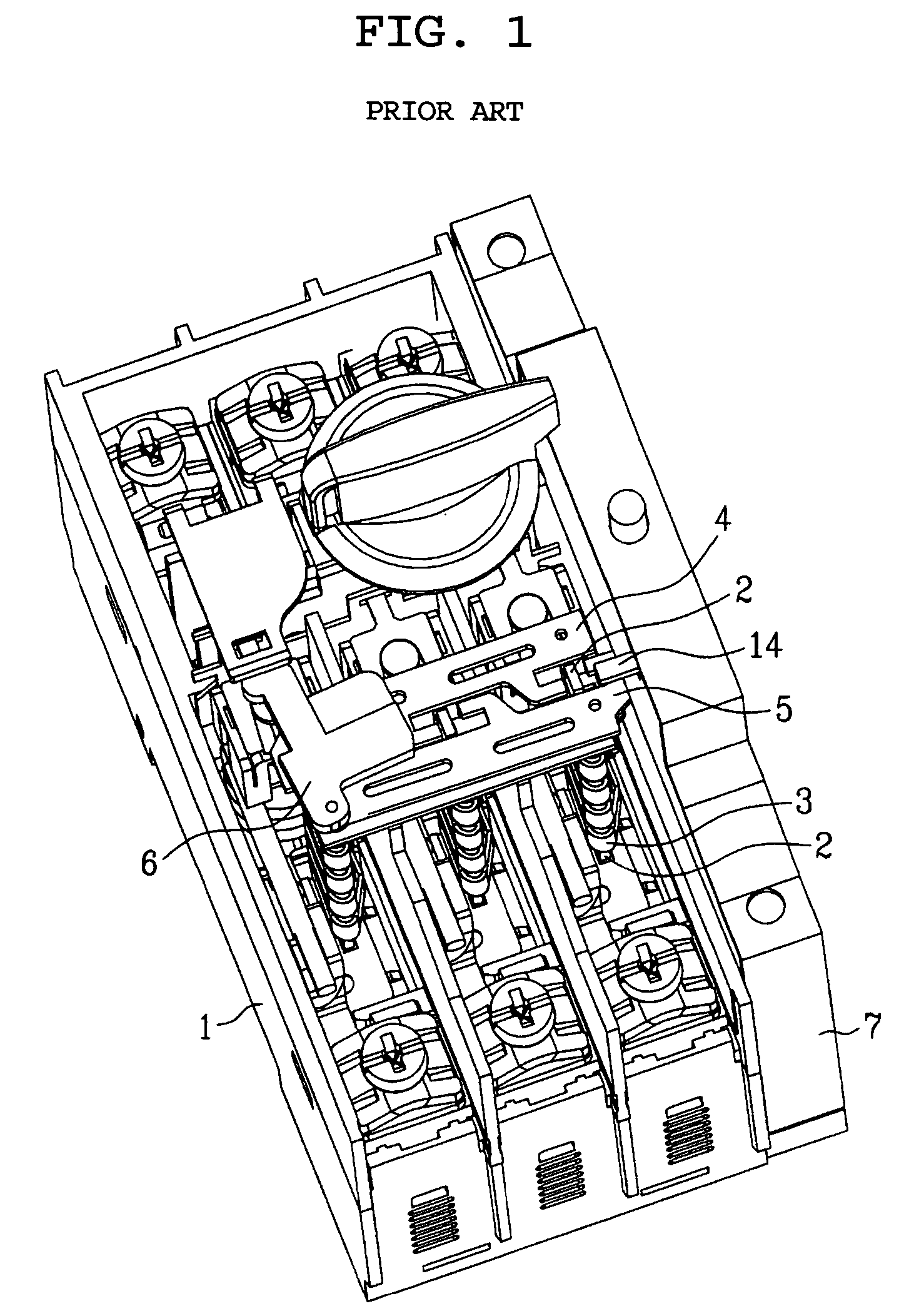 Phase deficiency display device for thermal magnetic type molded case circuit breaker