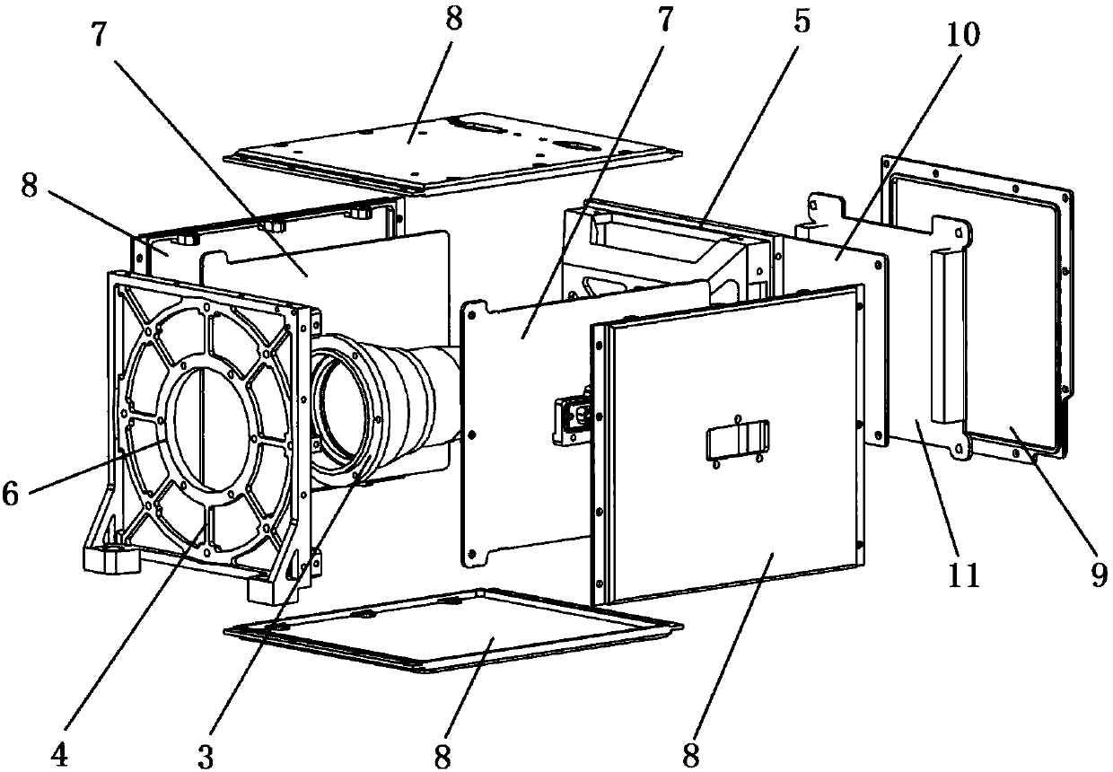Spatial camera with surrounding support type electronics assembly