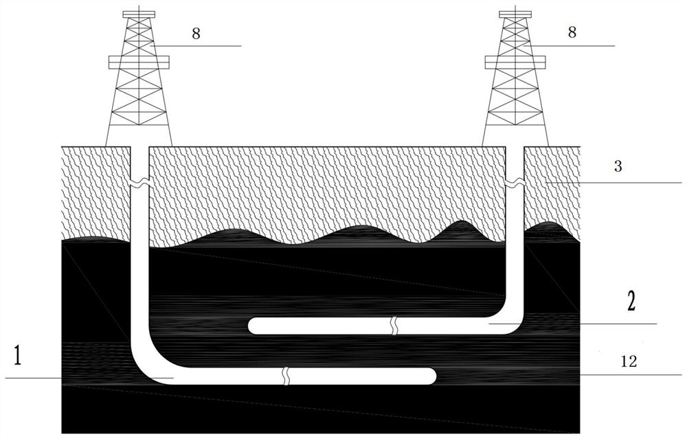 Well structure and well-free type coal underground gasification ignition system and method applying well structure