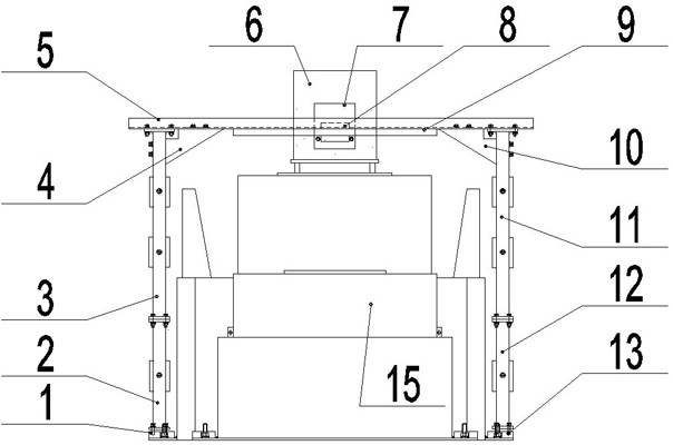 Three-way fatigue test device for steel wire rope vibration isolator