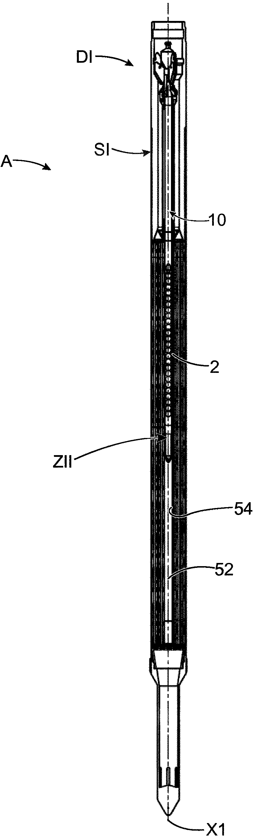 Assembly for anuclear reactor, comprising nuclear fuel and system for triggering and inserting at least one neutron absorber and/or mitigator element