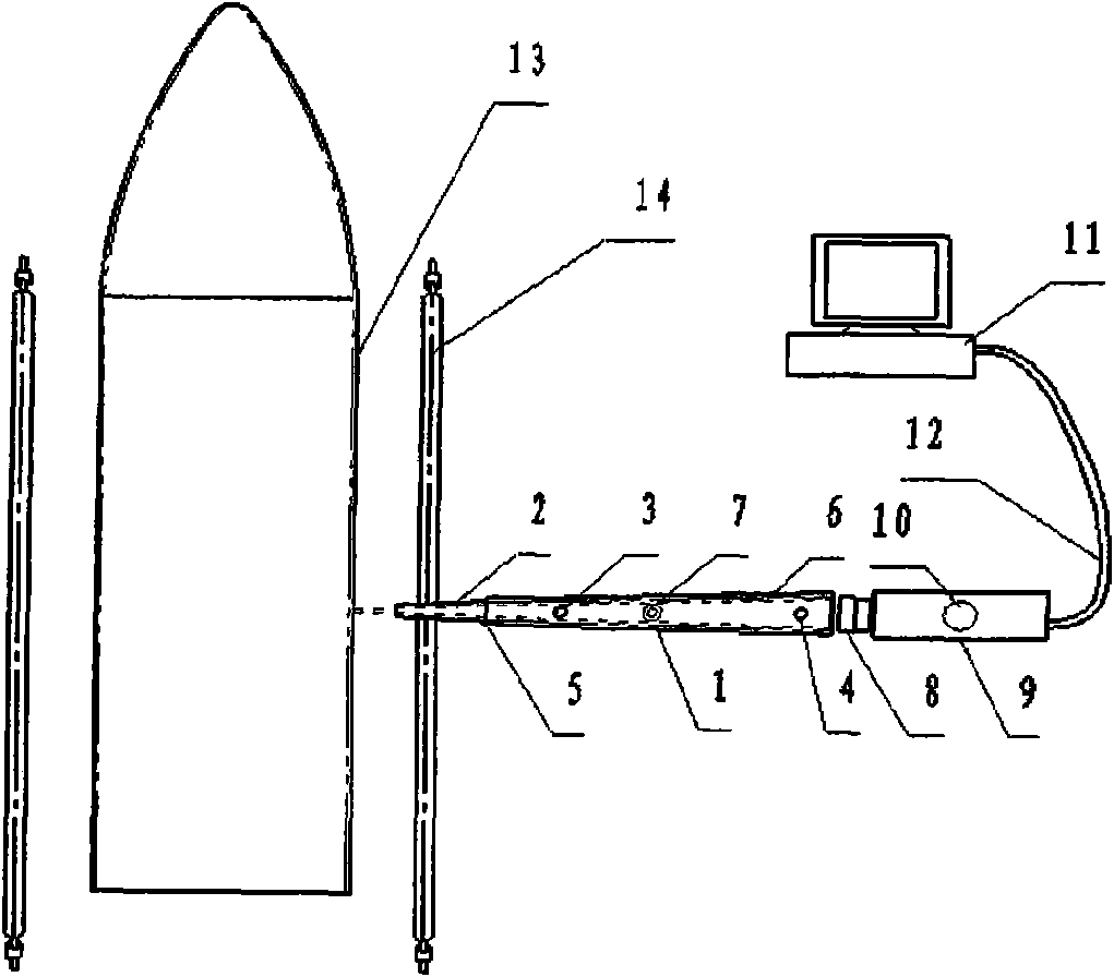 Projectile body front surface temperature non-contact infrared measuring device of missile high-temperature pneumatic thermal test