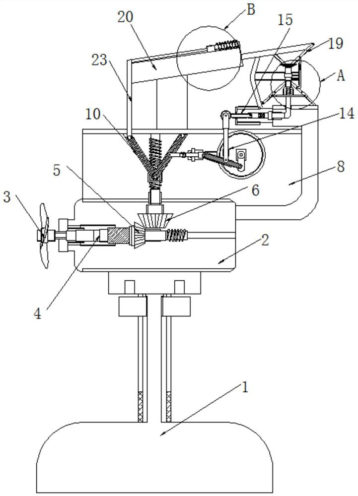 Device for self-adaptively adjusting angle of solar cell panel according to wind power