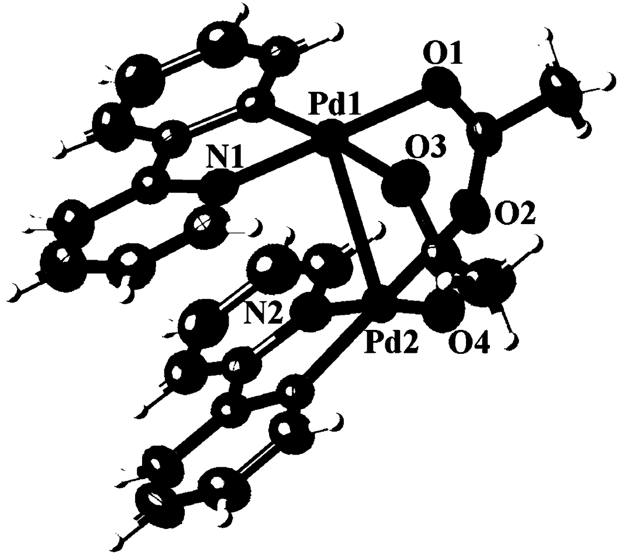 2-phenylpyridine dual-core palladium (II) complex and preparing method and application thereof