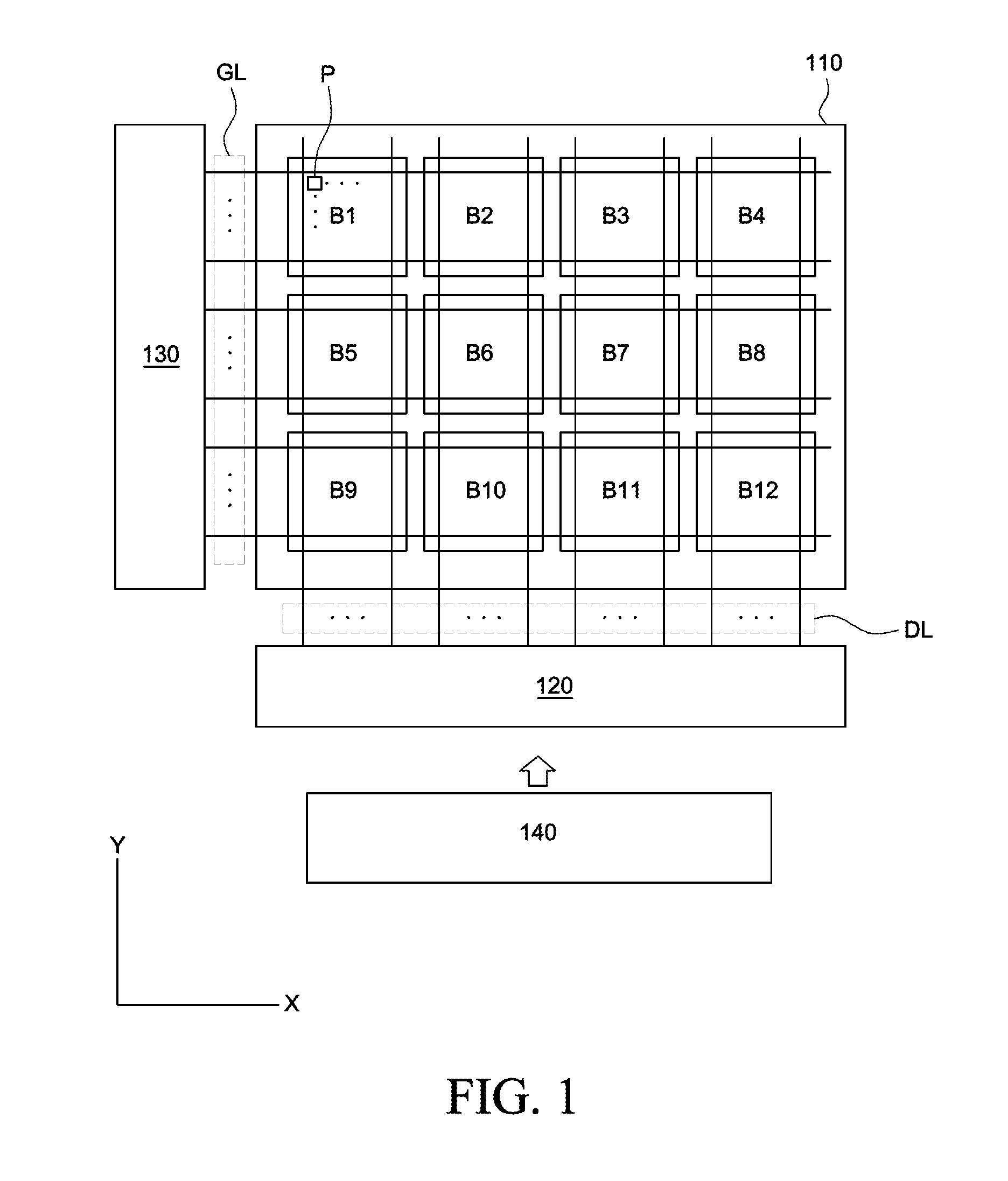 Touch recognition enabled display device with asymmetric black matrix pattern