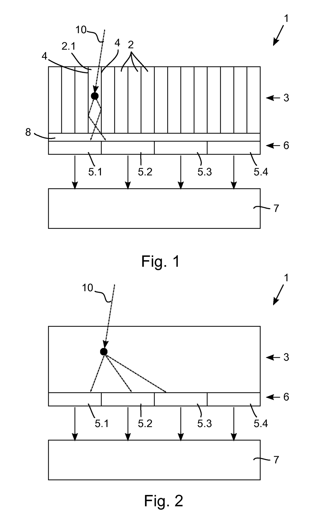 Scintillation event position determination in a radiation particle detector