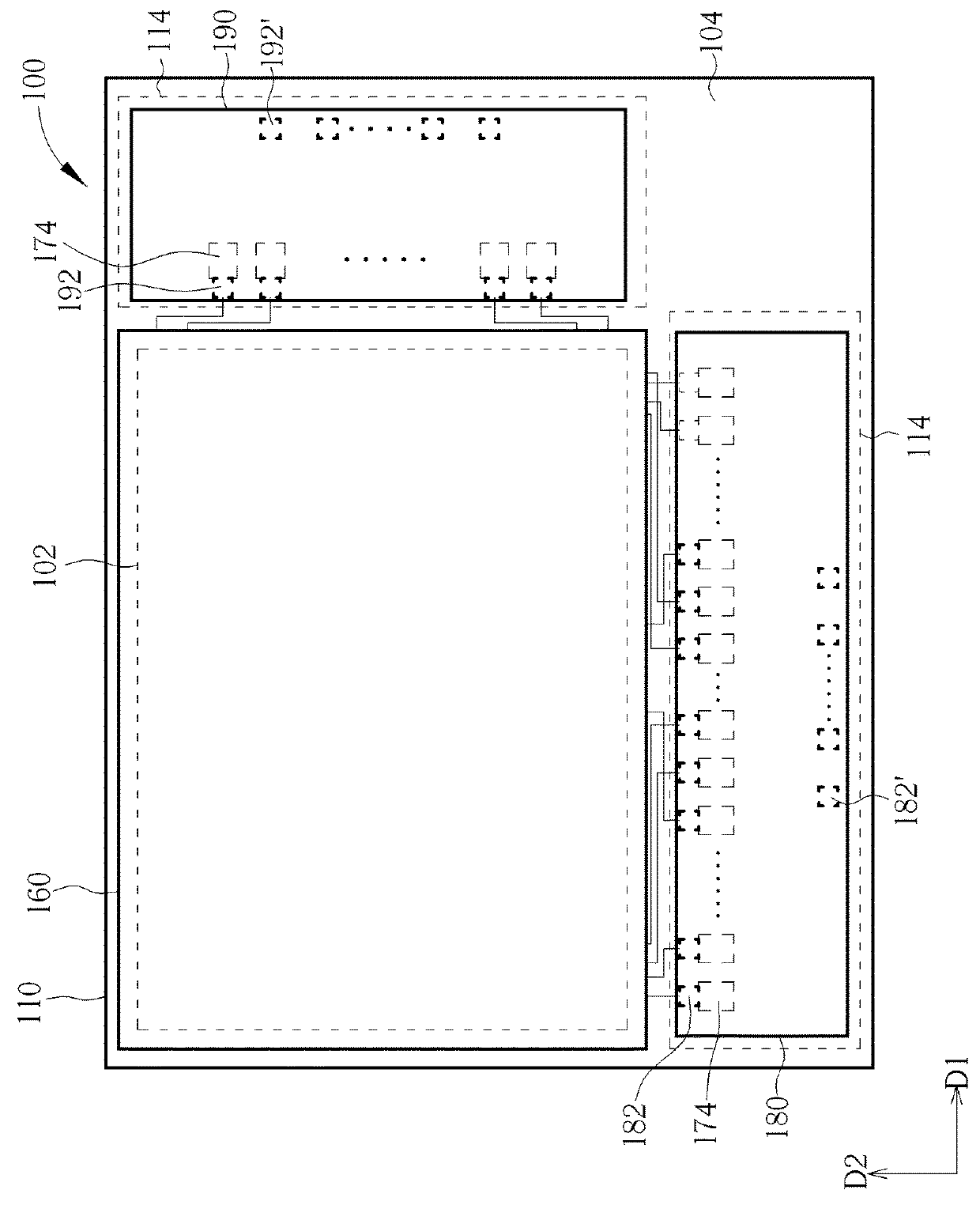 In-cell touch display device and related test system and test method