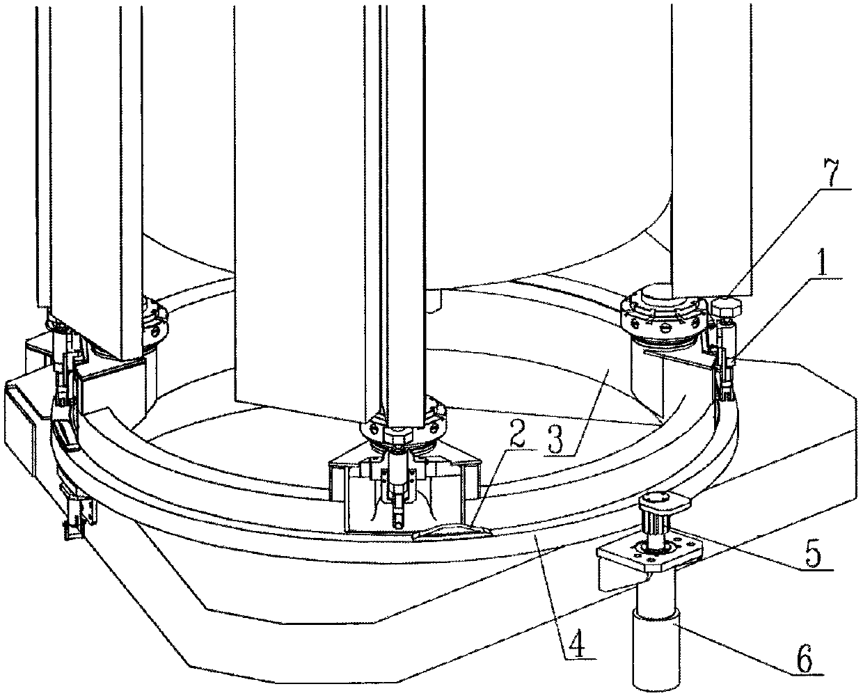 A driving device for automatic synchronous unlocking of folding wings