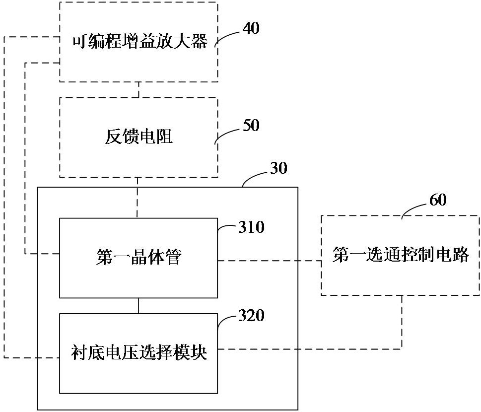 Switching device and feedback resistor circuit