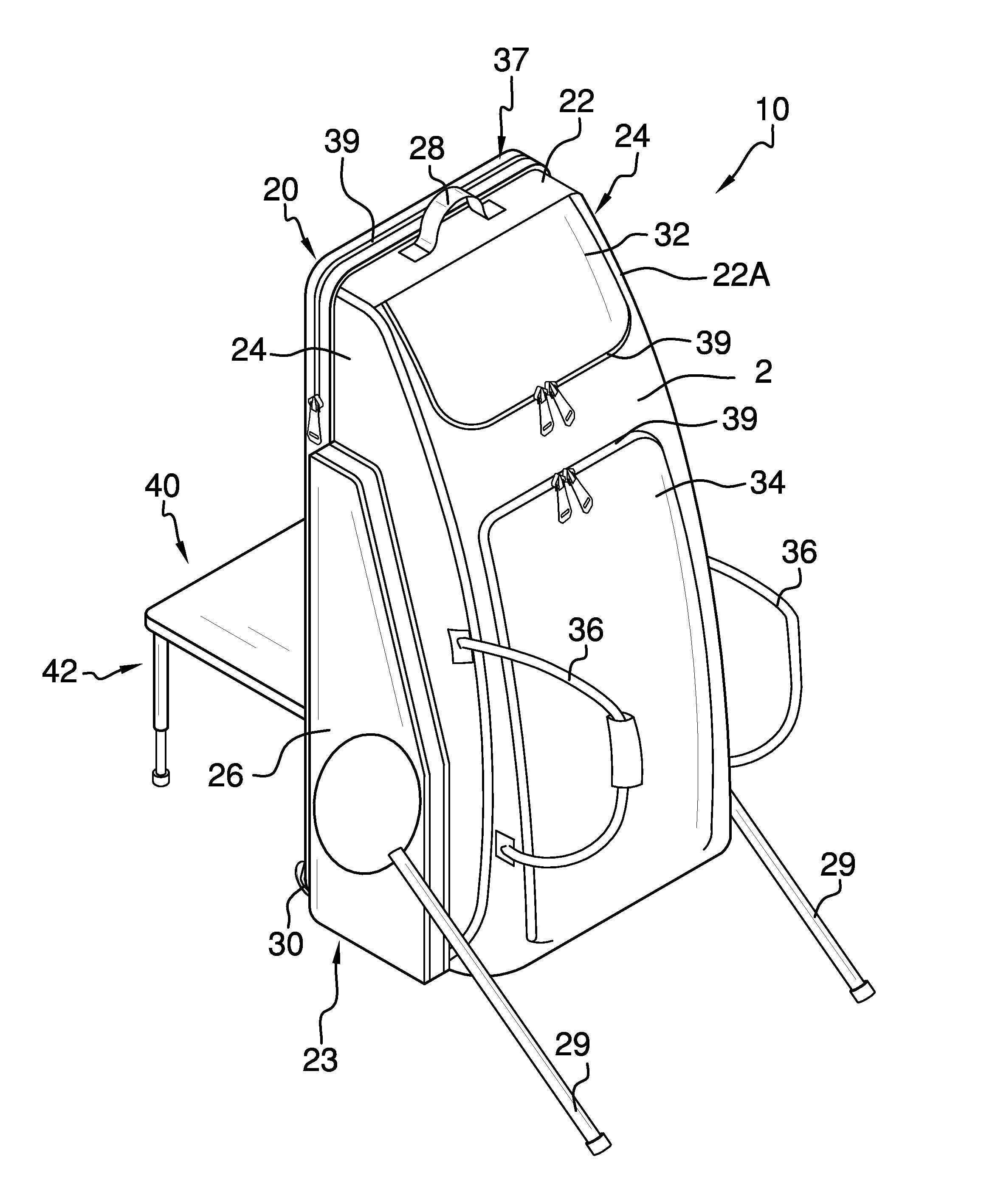 Sports bag with chair device
