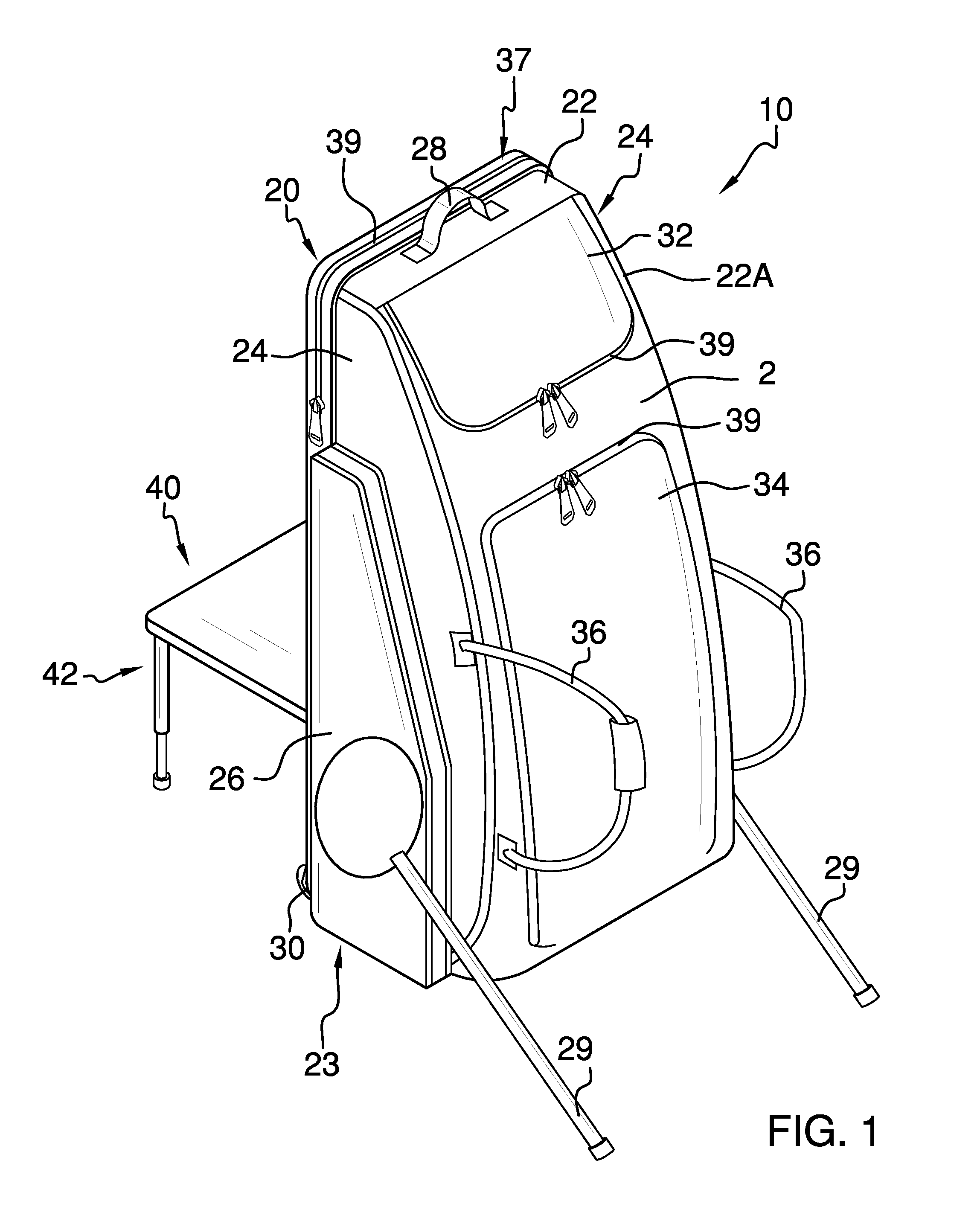 Sports bag with chair device