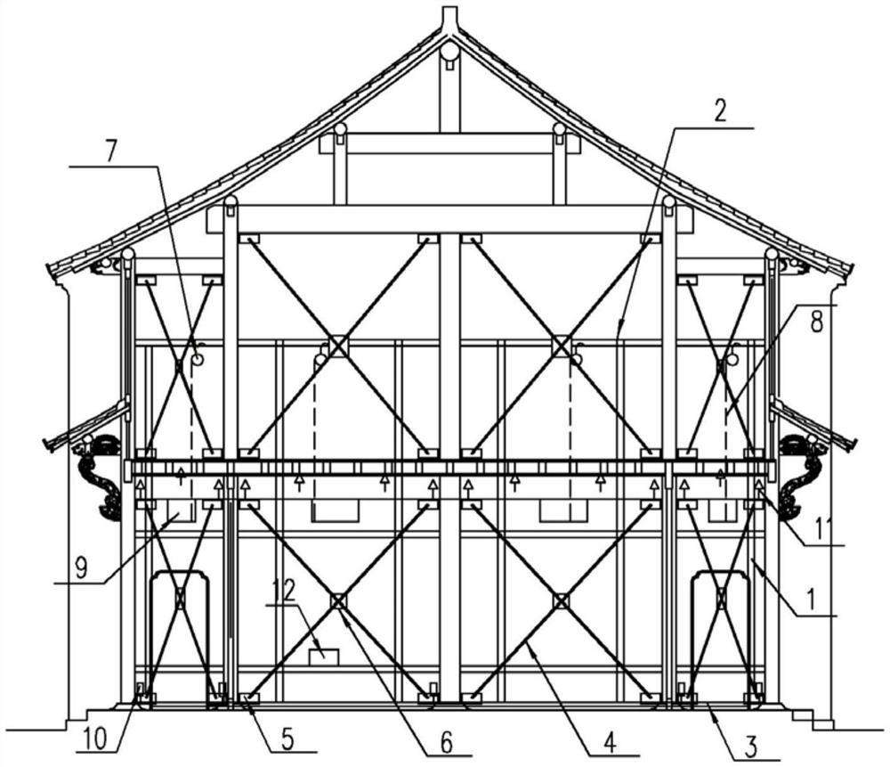 A method for synchronous overall lifting of ancient wooden structures