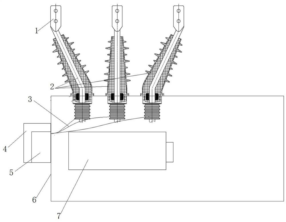 Box-sharing type column switch and incoming and outgoing line sleeve thereof