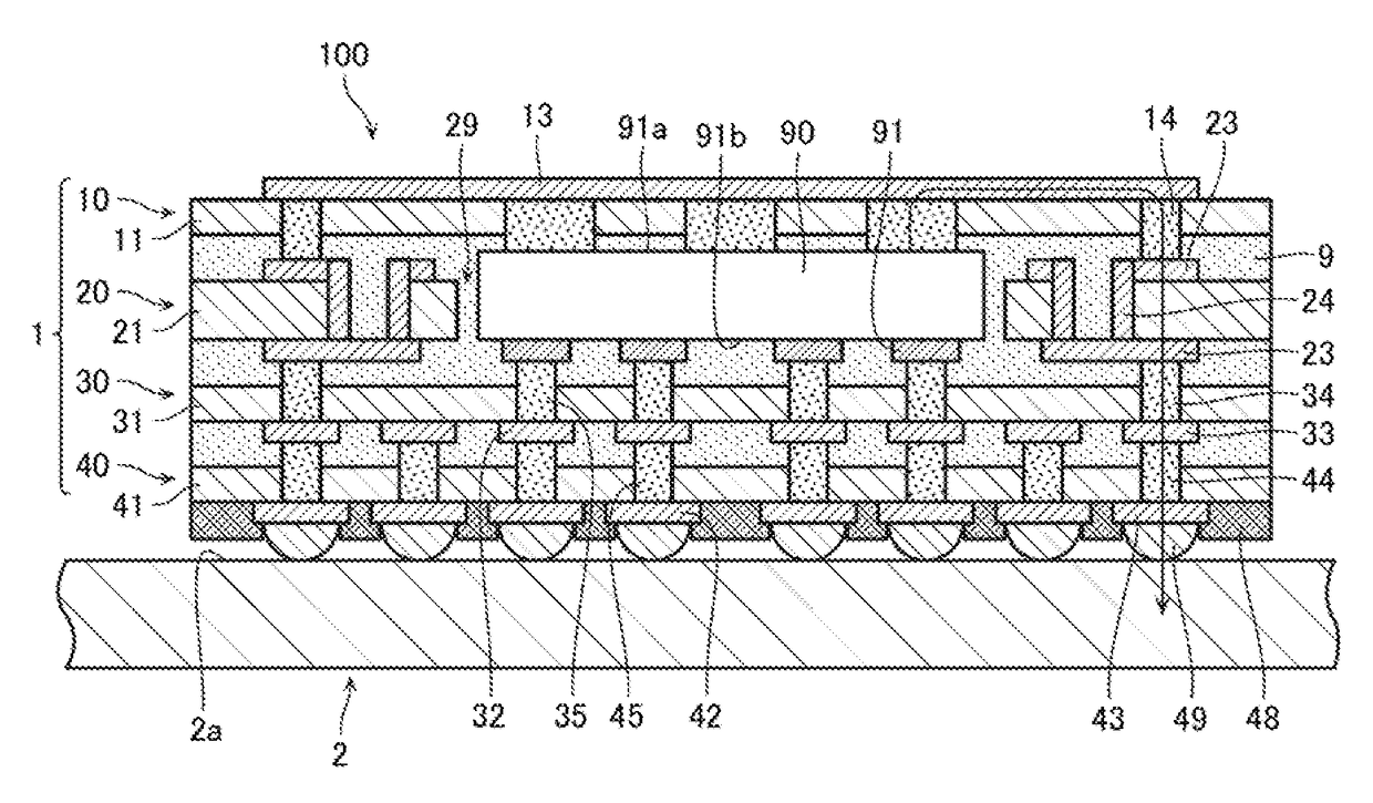 Component built-in board mounting body and method of manufacturing the same, and component built-in board