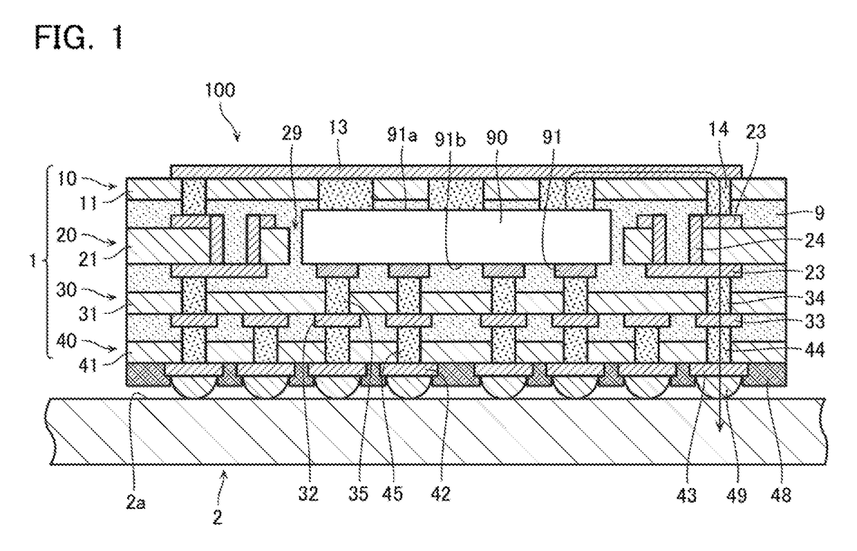 Component built-in board mounting body and method of manufacturing the same, and component built-in board