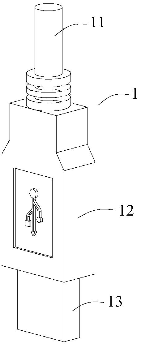Connecting device, fixing head of connecting device and interface of connecting device