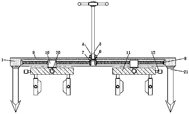 I-shaped steel rail calibrating and aligning device for railway construction