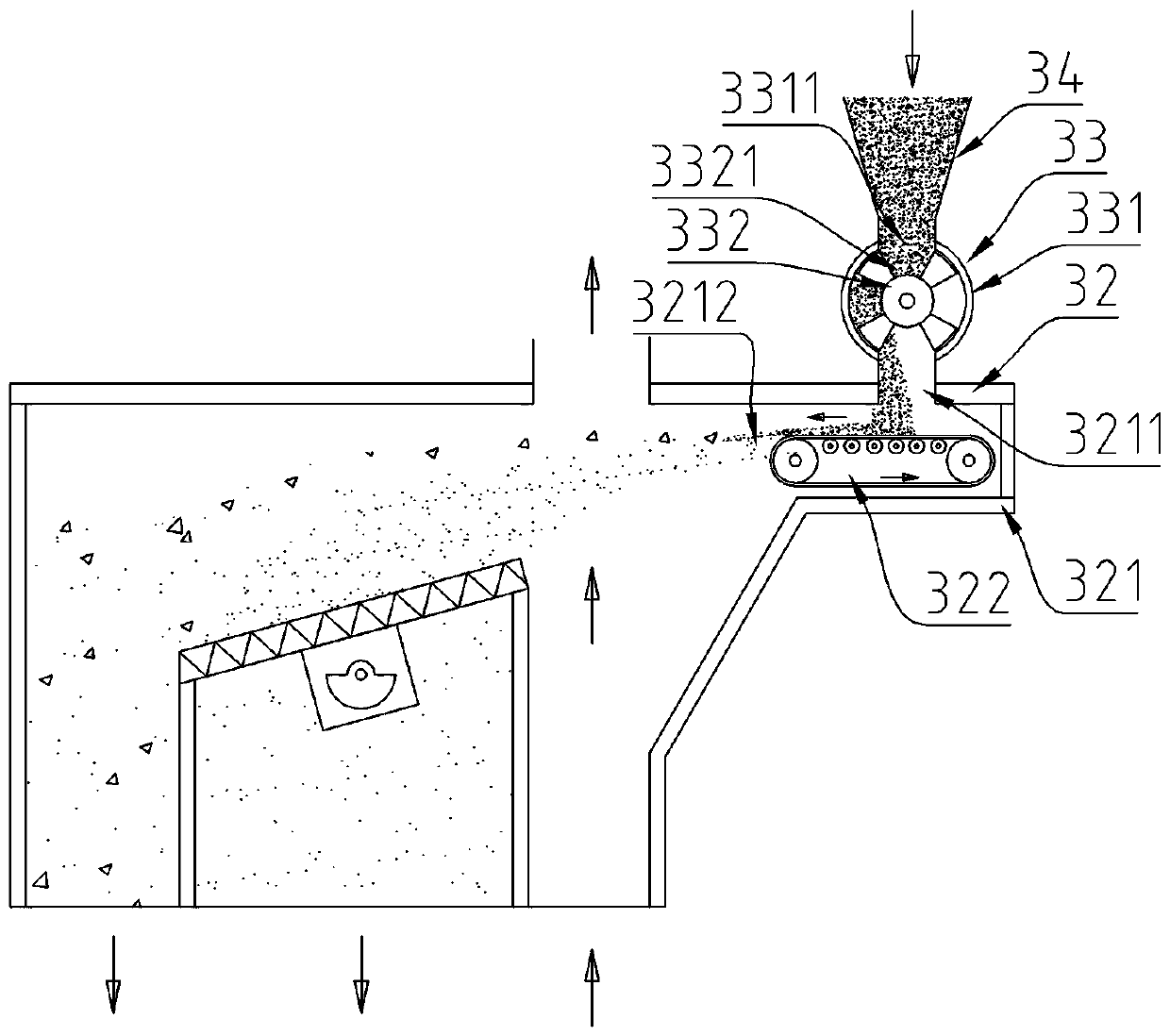 Projectile material separation method and device, separation bin