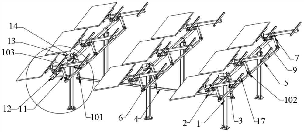 Multi-angle steering photovoltaic tracking support