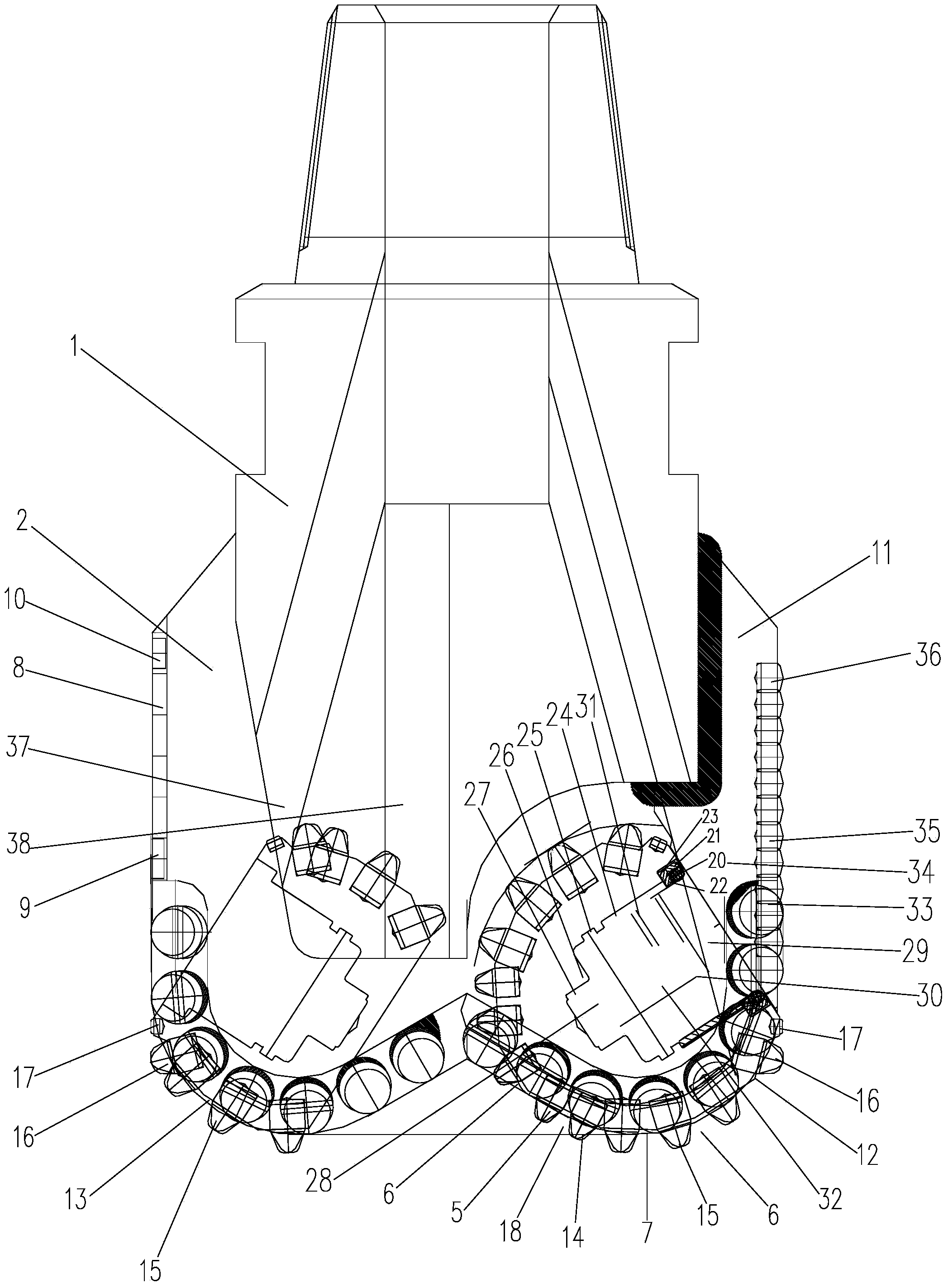 Combined drill bit combining PDC drill bit and roller bit for joint rock breaking