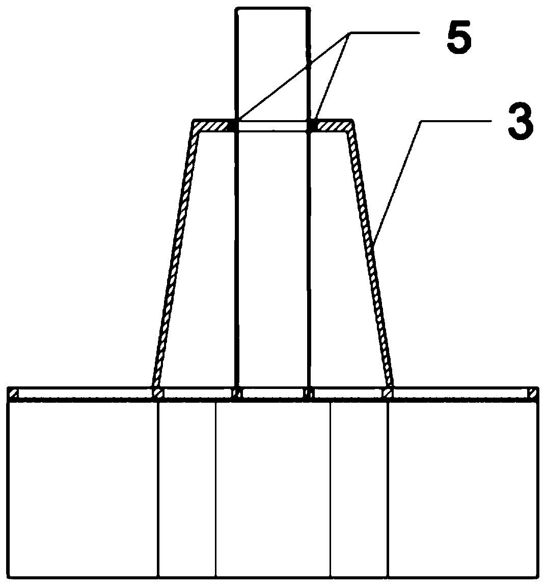 Elastic transition section cylindrical foundation structure and construction method thereof