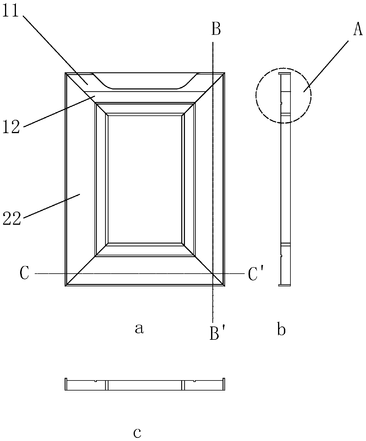 Handle-free frame type solid wood composite kitchen cabinet door sheet and manufacturing method thereof
