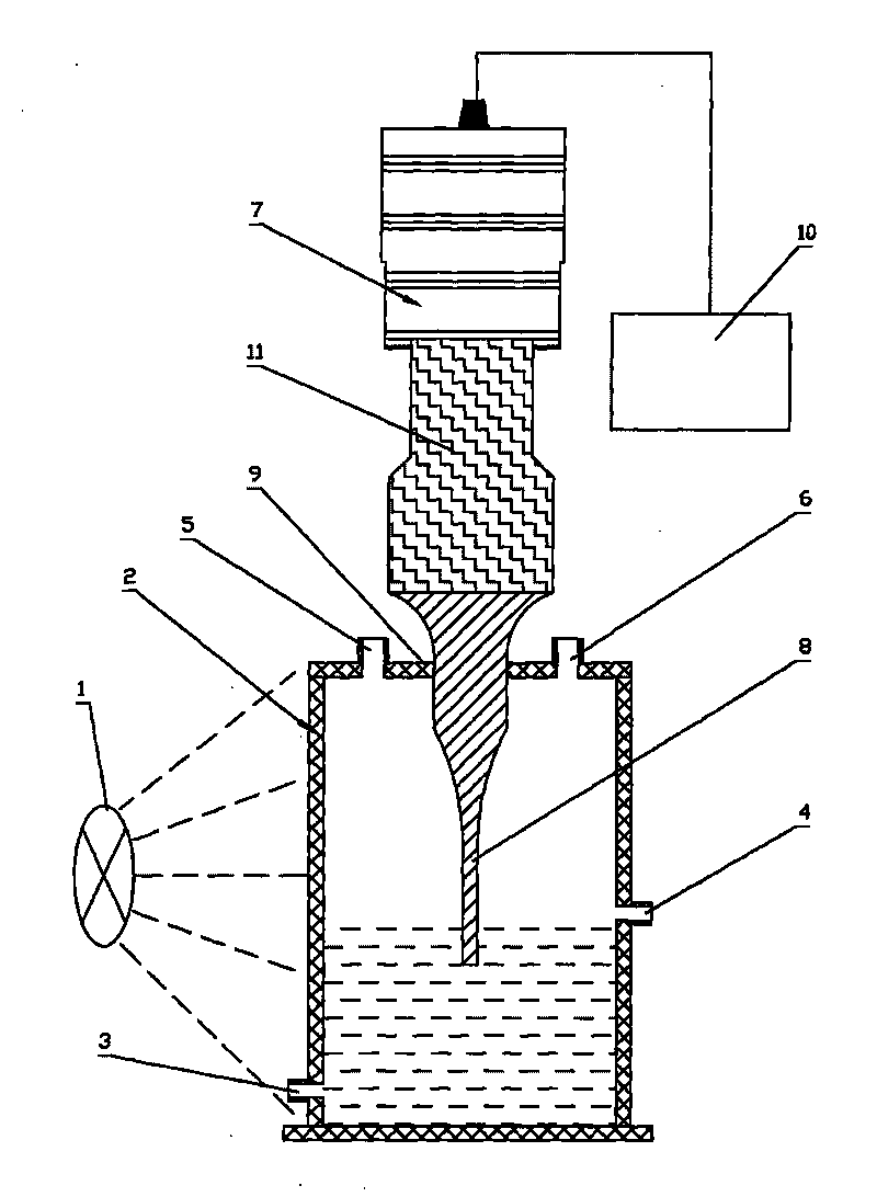Continuous-flow and ultrasonic-wave light biological hydrogen producing reactor