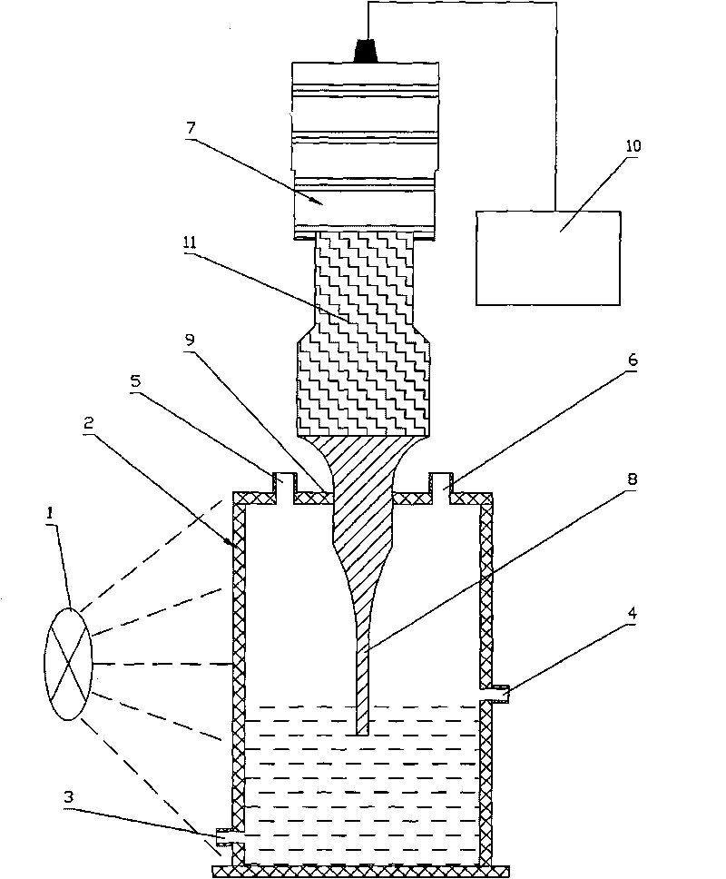 Continuous-flow and ultrasonic-wave light biological hydrogen producing reactor