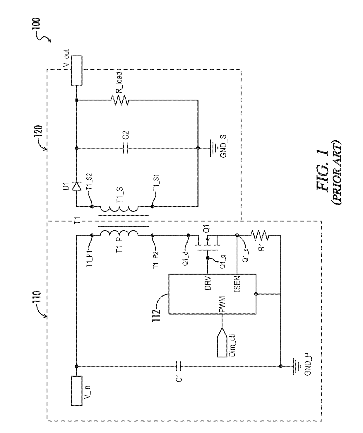 Flyback converter with load condition control circuit