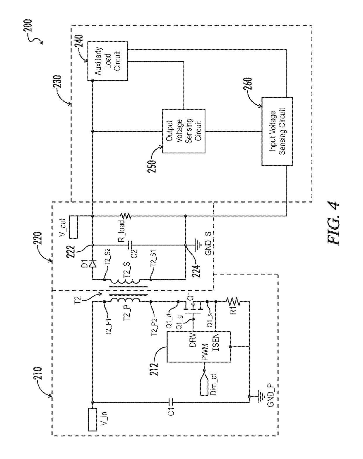 Flyback converter with load condition control circuit