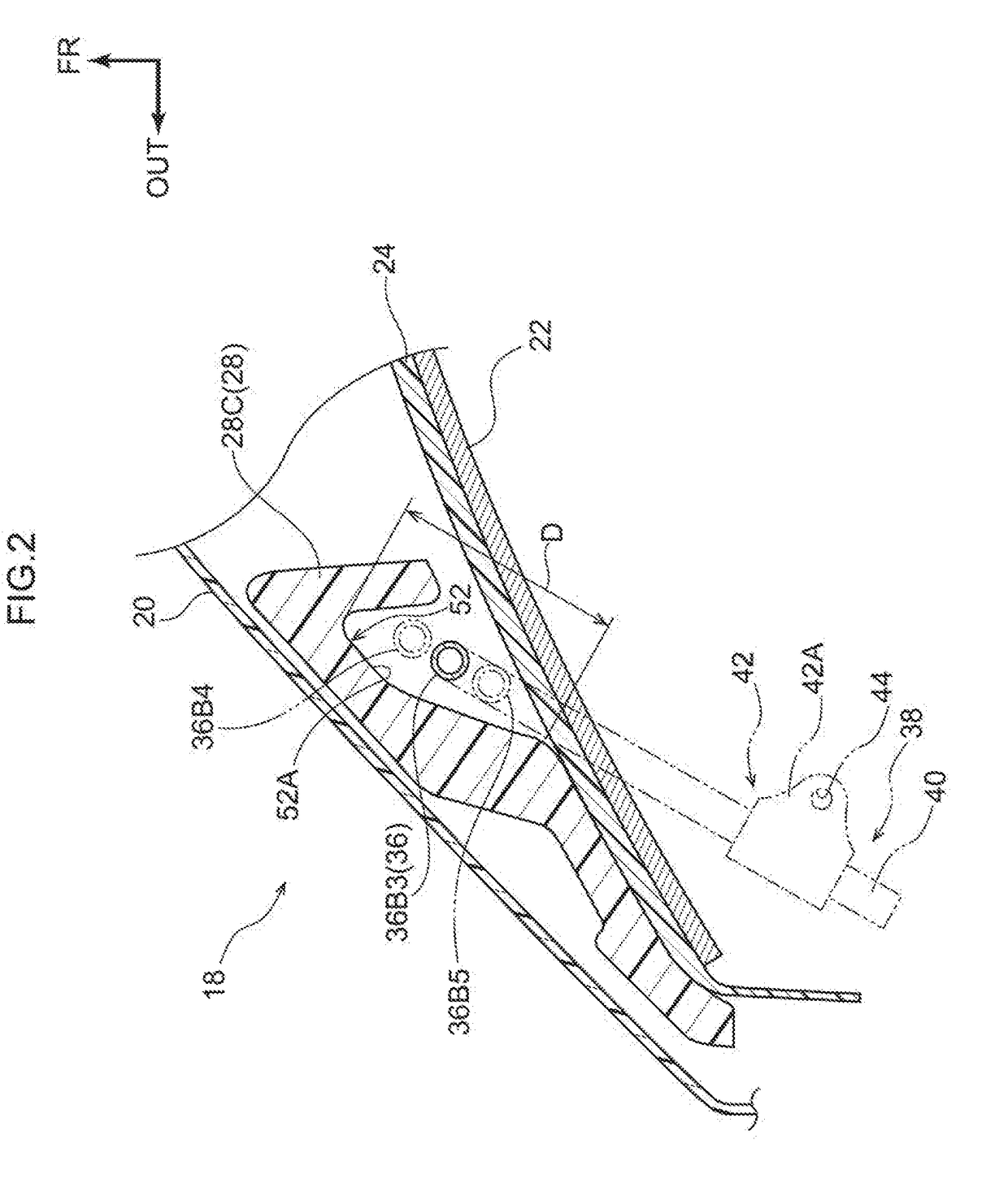 Vehicle front portion structure provided with a pedestrian collision detection sensor