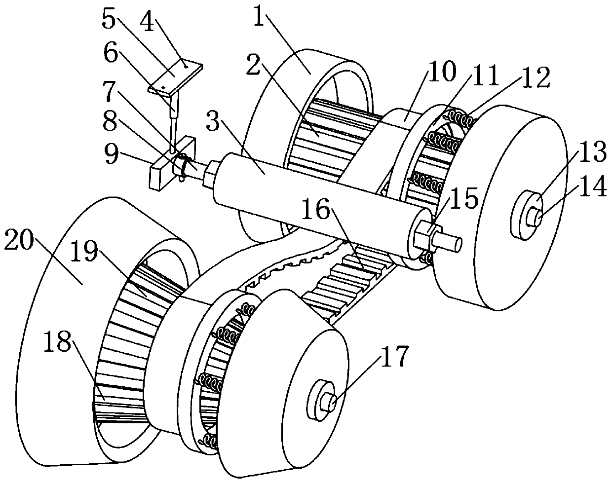 A continuously variable transmission device for transmission wheels