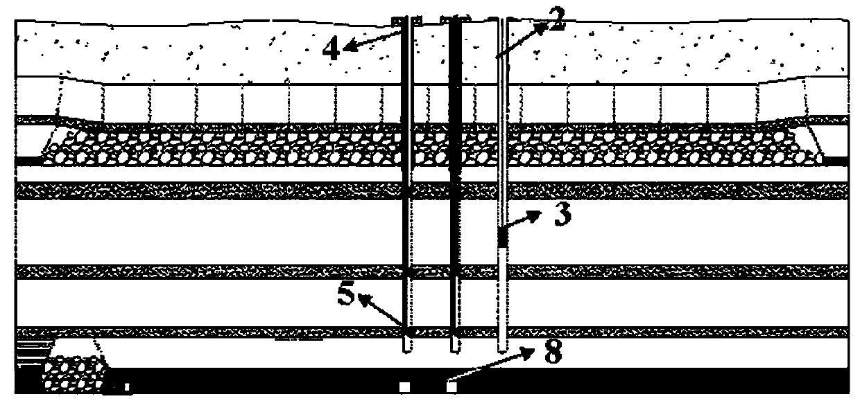 Large-space in-situ monitoring method for rock formation movement in coal mining