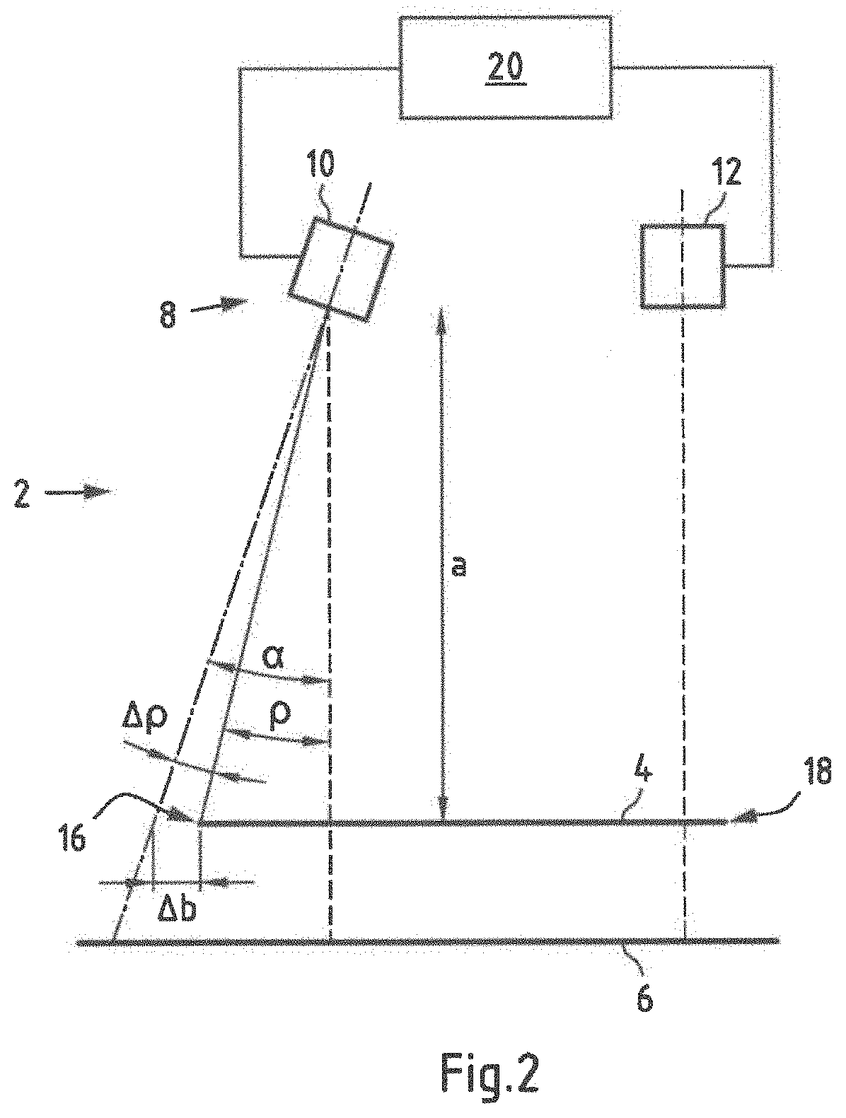 Arrangement and Method for Contactless Determination of a Dimension of a Moving Web