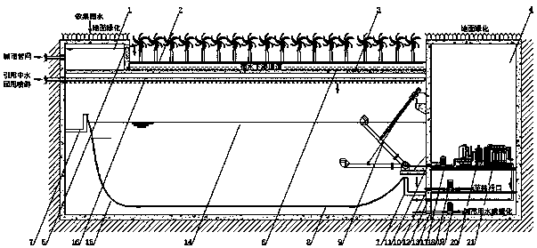 An integrated underground water storage and purification system for sponge cities