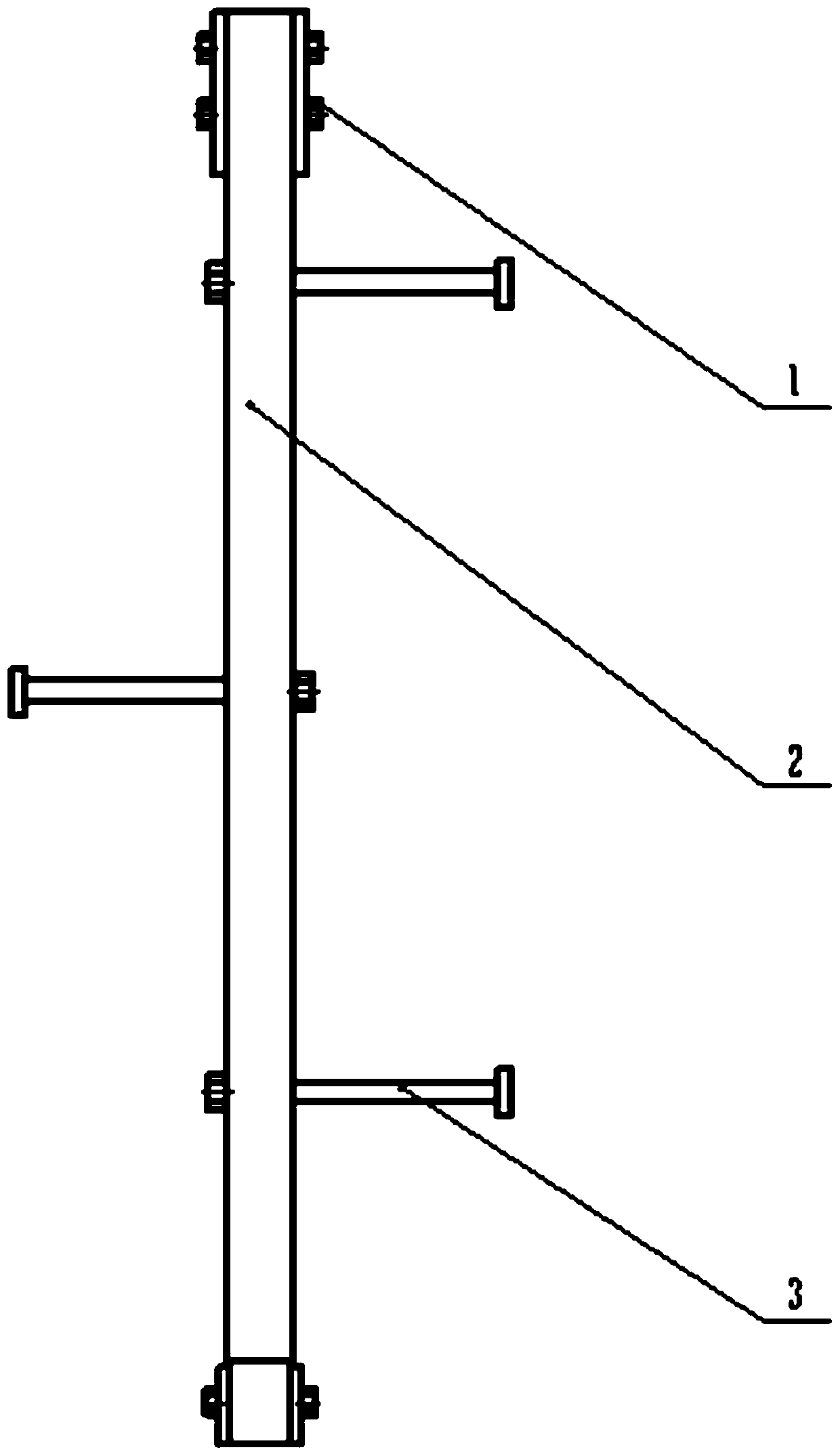 Upper buckled and lower held type steel tube tower crawling ladder