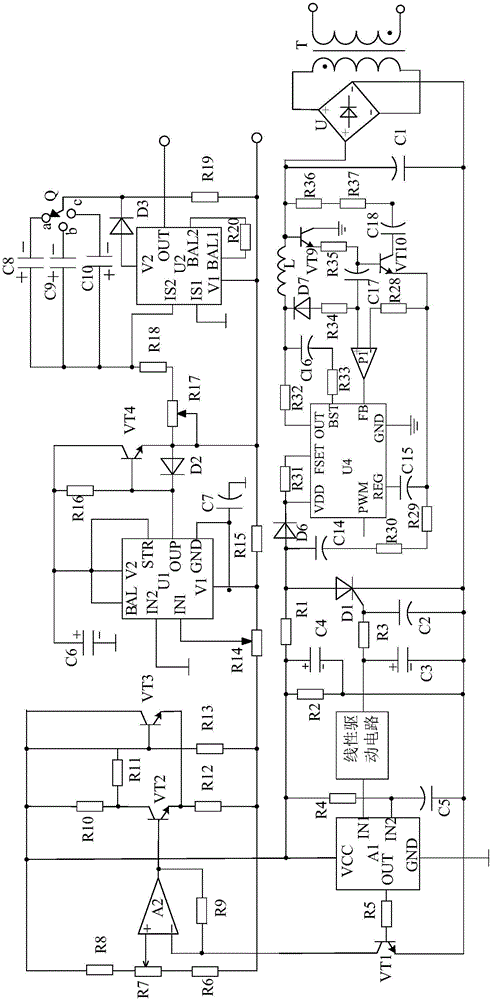 Wideband triangular wave control system based on step-down type constant current