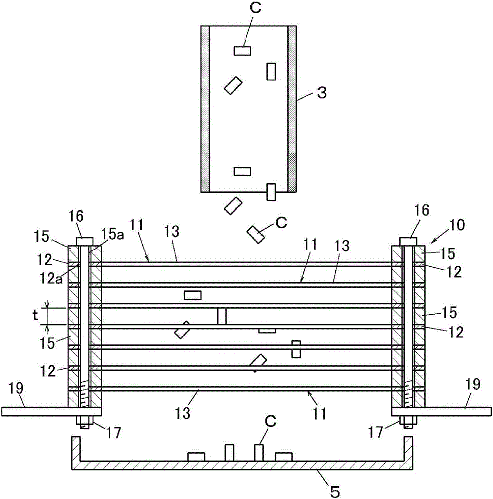 Fall impact mitigating device for chip components, and wire jigs