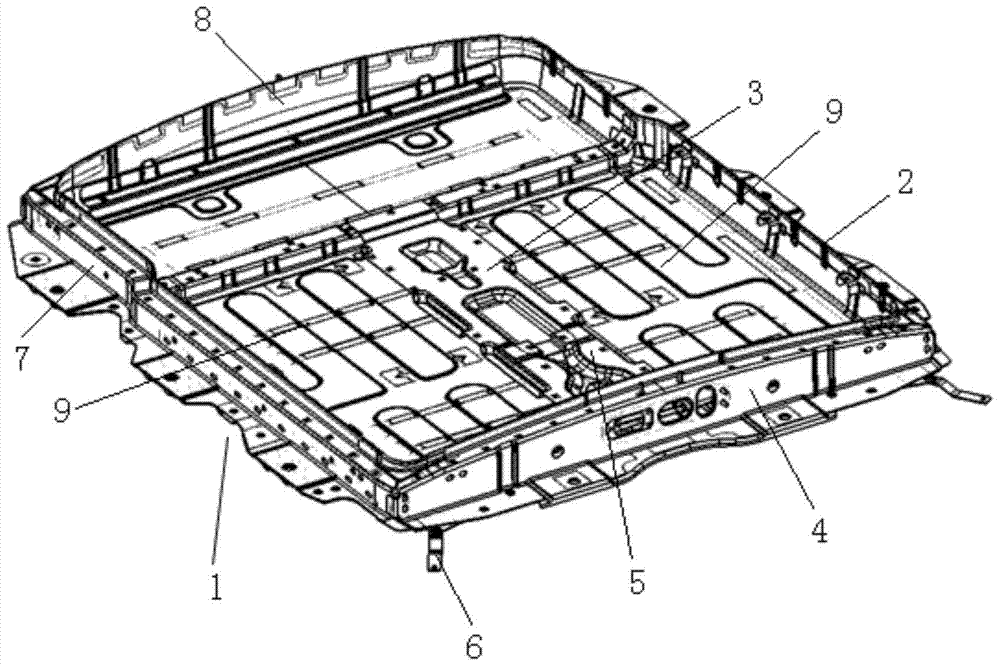 A power battery housing assembly for a pure electric car