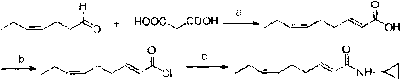 Method for synthesizing N-cyclopropyl-trans-2-cis-6-nonadienoic acid acidamide